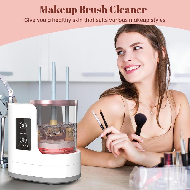 3 in 1 Electric Makeup Brush Cleaner Machine with Makeup Brush Dryer-Holder-Portable Automatic USB Brushes Cleaner Tool for All Size Beauty Makeup Brush Set,Contour, Eyeshadow, Blush Brush