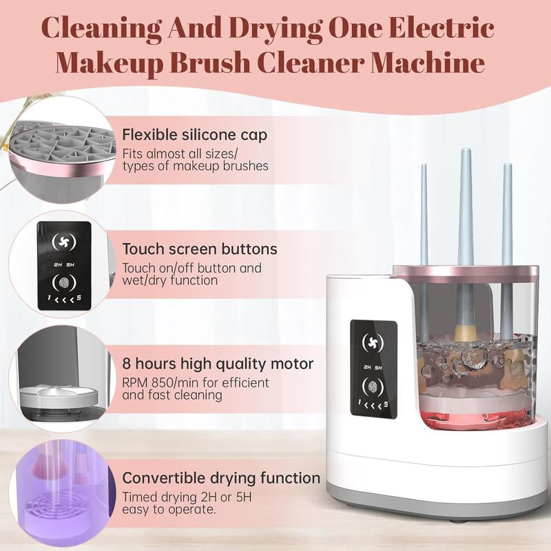 3 in 1 Electric Makeup Brush Cleaner Machine with Makeup Brush Dryer-Holder-Portable Automatic USB Brushes Cleaner Tool for All Size Beauty Makeup Brush Set,Contour, Eyeshadow, Blush Brush