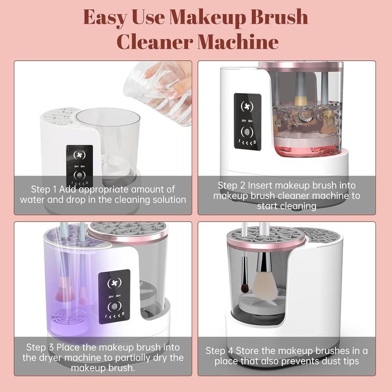 3 in 1 Electric Makeup Brush Cleaner Machine with Makeup Brush Dryer-Holder-Portable Automatic USB Brushes Cleaner Tool for All Size Beauty Makeup Brush Set,Contour, Eyeshadow, Blush Brush