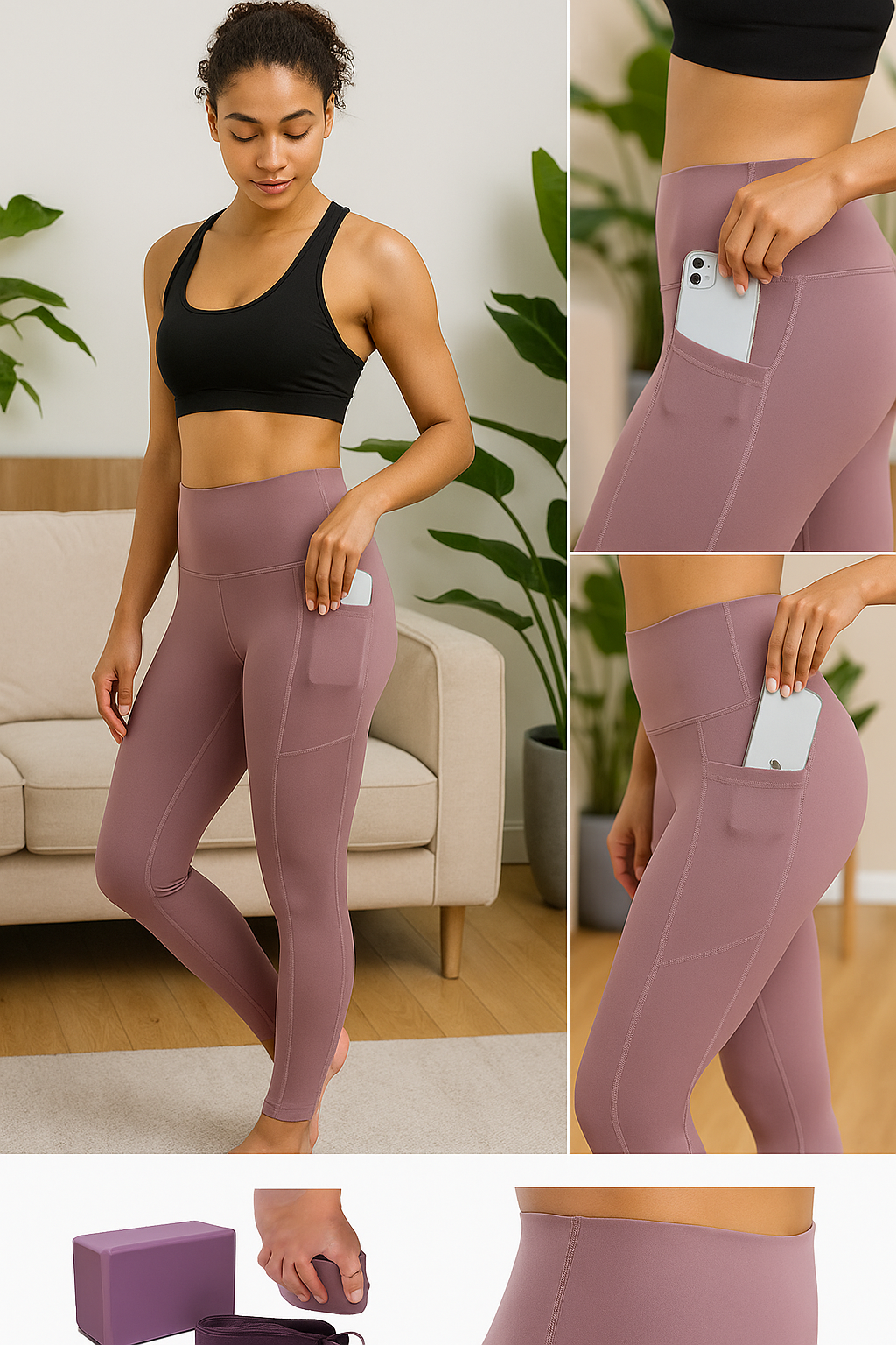 2-Pack High Waist Yoga Pants with Pockets