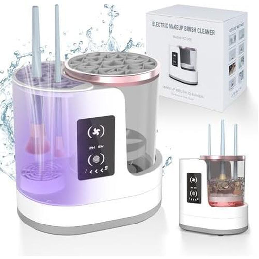 3 in 1 Electric Makeup Brush Cleaner Machine with Makeup Brush Dryer-Holder-Portable Automatic USB Brushes Cleaner Tool for All Size Beauty Makeup Brush Set,Contour, Eyeshadow, Blush Brush