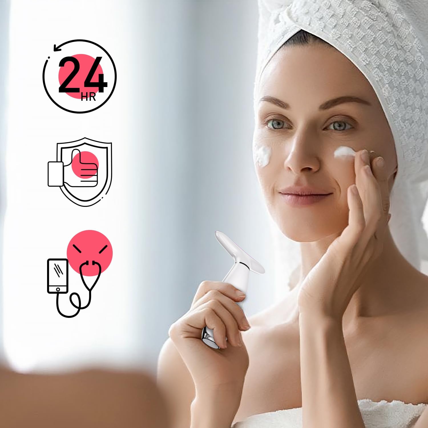 Neck Face Beauty Device, Skin Care Face Massage,3 in 1 Facial Massager Sculpting Tool with Thermals, Vibration (White)